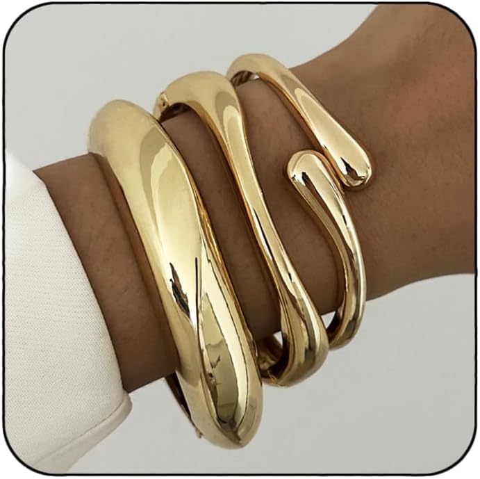 Rainhonor Chunky Gold Bangles Bracelets for Women Gold Cuff Bracelet Set Waterproof Non Tarnish Stack Bracelet for Women Gifts - Image 1